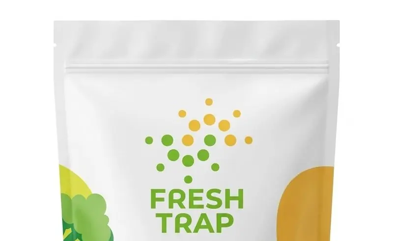 The FreshTrap 400 g stand-up pouch of 1-MCP sachets, front view.